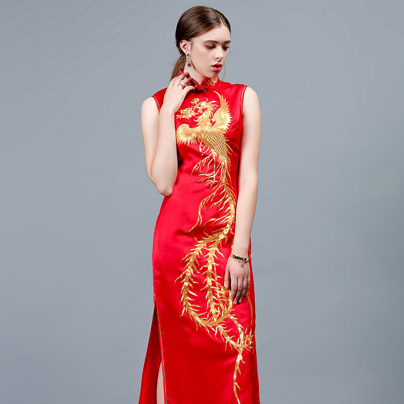 高端定制手工刺绣敬酒服旗袍裙