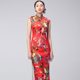 品尚华服真丝高端手工修身 女旗袍连衣裙礼服 复古旗袍裙名媛风长款