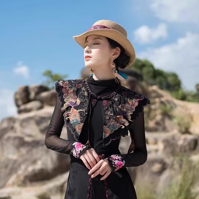 旅游度假时尚披肩重工配饰新中式