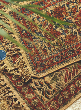 I.D.R. LLC | 现货印度手工复古天然植物木板印染地毯一物一拍