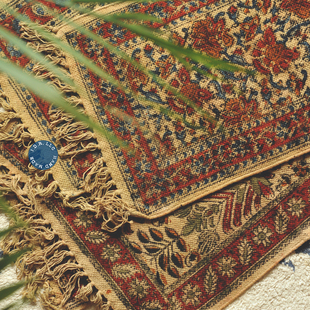 I.D.R. 现货印度手工复古天然植物木板印染地毯一物一拍 LLC