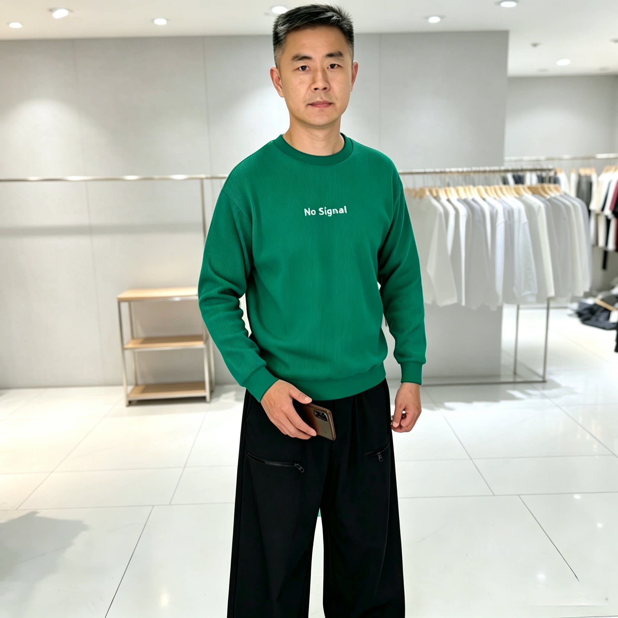 星期播男士竖纹肌理宽松字母卫衣