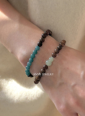 新中式檀木和田玉蓝水翡翠手串