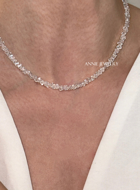 白水晶碎碎冰+灯泡猫眼珠项链