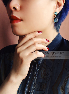 AnnieJewelry双色锆石水滴耳环