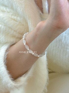 Annie Jewelry温润细腻清冷气质感 新中式天然天山翠淡水珍珠手串