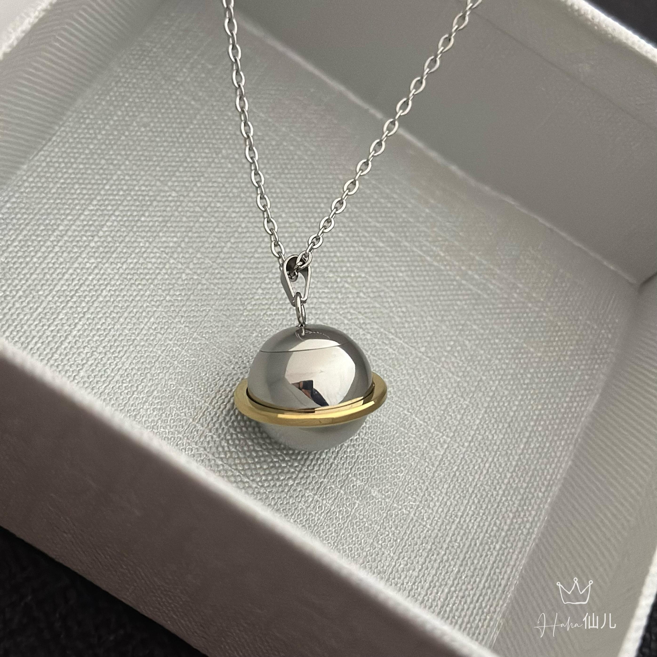 星球吊坠纪念宠物毛发骨灰项链男