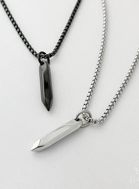 钉子菱形吊坠男士钛钢项链不掉色