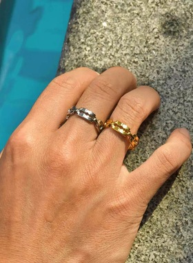 欧美潮流个性金色刀片钛钢戒指情侣一对潮男配饰单身戒子男生指环