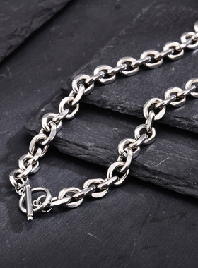 潮酷嘻哈古巴链男金色锁骨链钛钢项链男小众设计感不掉色毛衣配饰