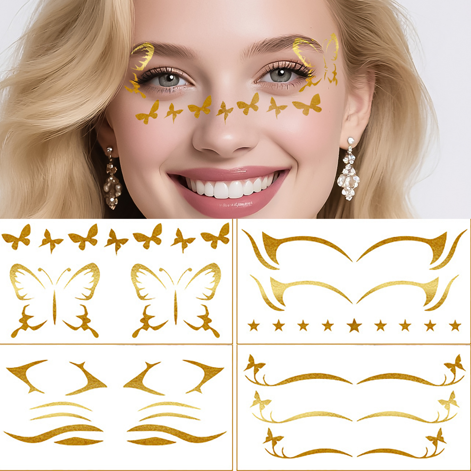 新款防水烫金眼线纹身贴派对魔术演出专用持久不脱色舞台装饰贴