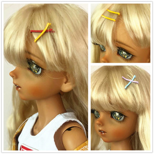 BJD娃娃迷你发夹1/4分1/6分娃1/8分红黄蓝绿一字夹子ob11头饰饰品