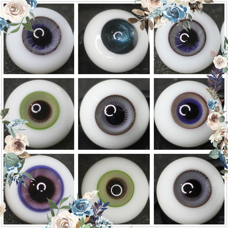 BJD娃娃眼睛12mm蓝绿花纹路眼珠