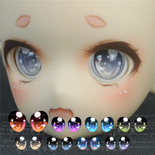 BJD娃娃眼睛tinyfox压眼雪花20mm22mm自制卡通眼珠蓝绿色灰粉眼球
