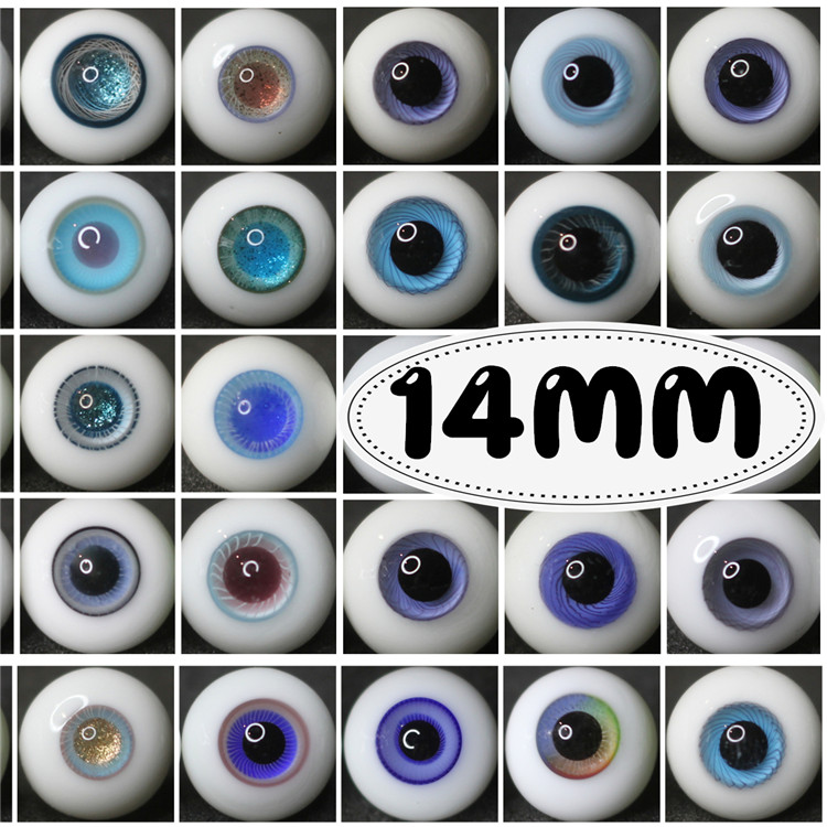 BJD娃娃眼珠14mm天蓝花纹路眼睛