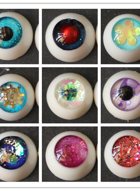 BJD娃娃12mm眼珠1/6分1/8分娃小宠特体红黄色蓝绿紫棕色半树脂眼