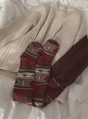 波西米亚文艺森女棉线针织连裤袜