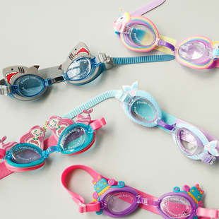 出口欧美儿童游泳镜眼镜专用防雾卡通男孩女童小孩学游泳可爱ins