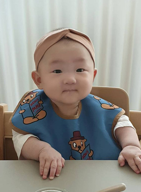 minnow婴儿童宝宝防水围兜儿童吃饭围嘴食饭兜便携反穿衣画画罩衣