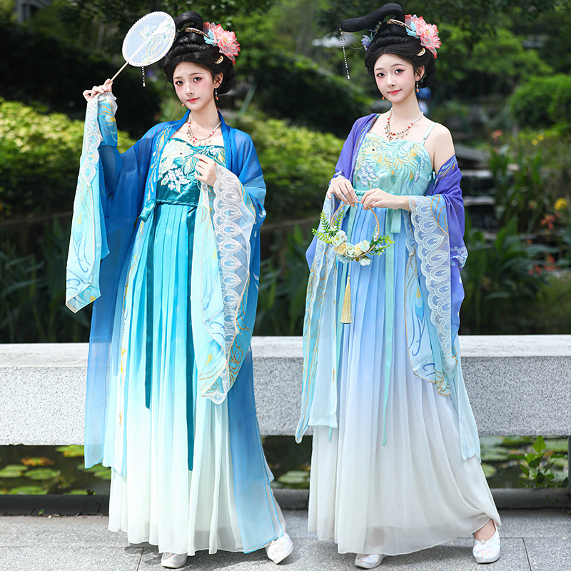 原创大码诃子裙汉服套装仙女裙夏