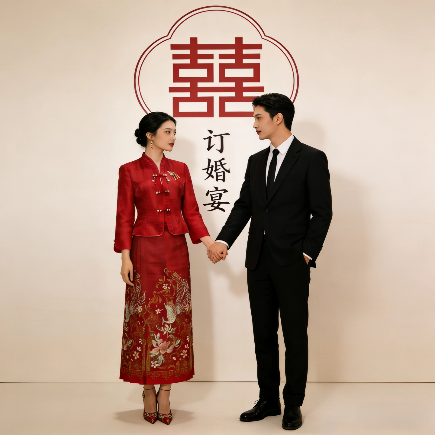 新款大码新中式红色刺绣马面裙女敬酒服新娘订婚宴小个子结婚礼服