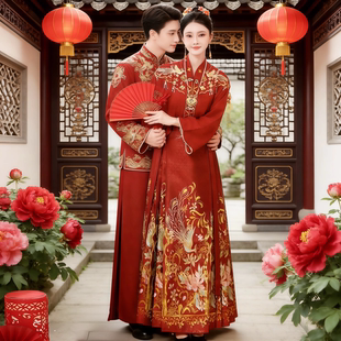 琴瑟和鸣大码 半身裙冬 敬酒服红色马面裙订婚汉服女刺绣织金新中式