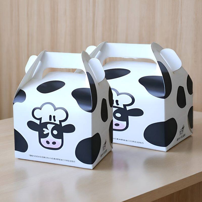 手提小中号西点盒 慕斯盒托点心烘焙包装泡芙饼干蛋糕卷盒 100个