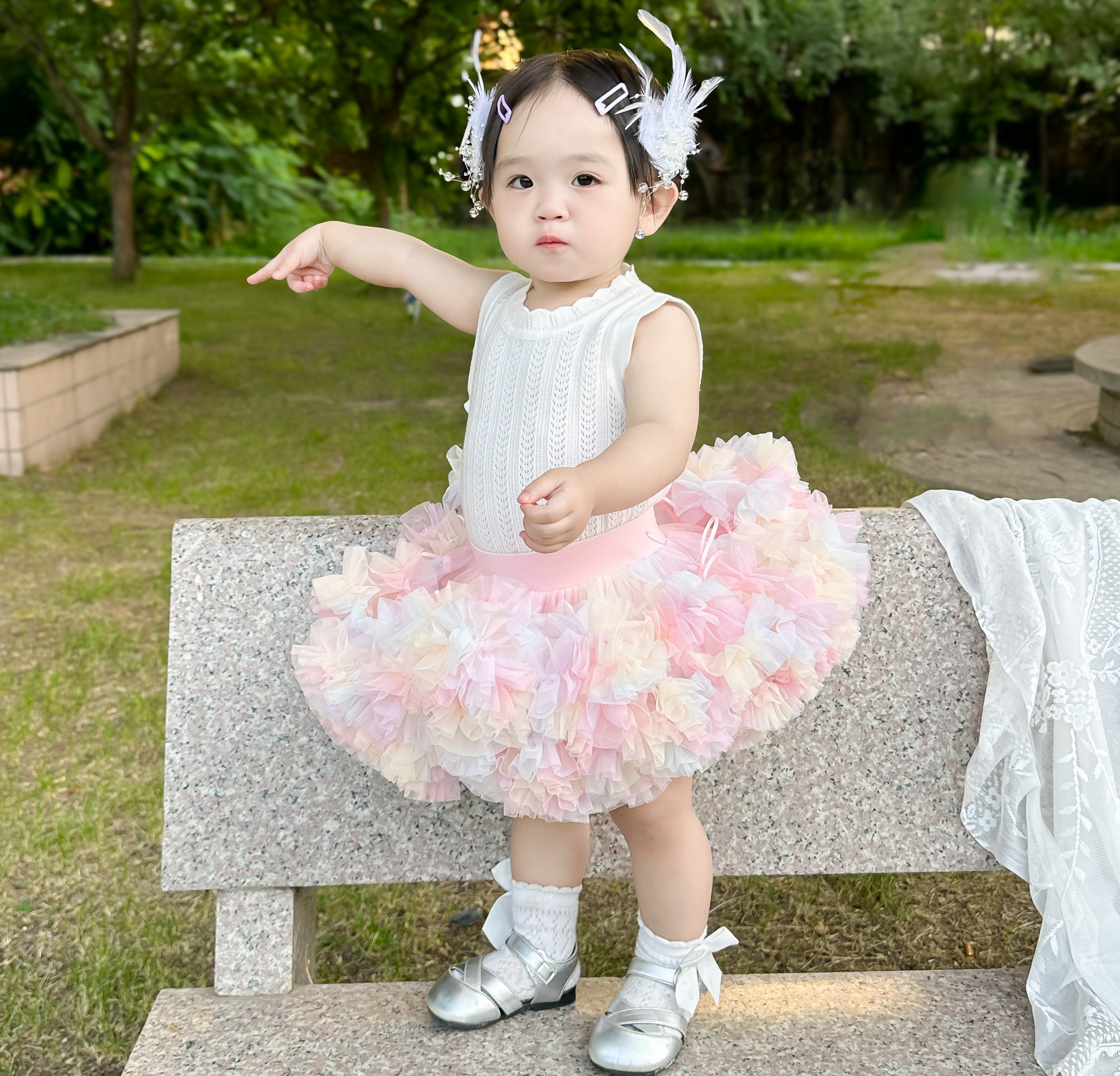 彩色半身裙儿童tutu裙蓬蓬纱半身裙生日蛋糕裙女宝宝周岁公主短裙