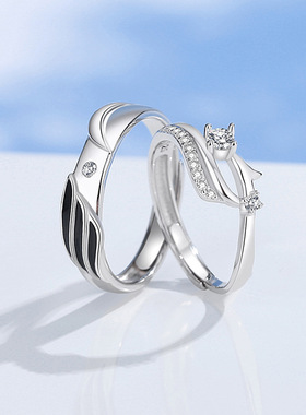 原创凤凰齐鸣情侣对戒925纯银复古创意设计微镶锆石同款手链项链