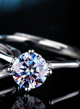 带钻闪闪钻戒情侣s925纯银竹节