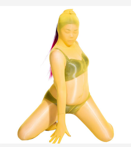 包头套男士油亮连身袜五指高领