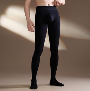 450g秋冬款棉质加绒连裤袜男士光腿神器打底大码九分裤高腰保暖裤