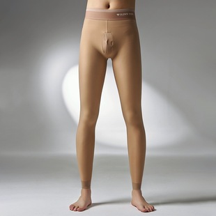 300克男加绒丝袜秋冬加厚连裤袜竖开口水光踩脚裤打底保暖九分裤