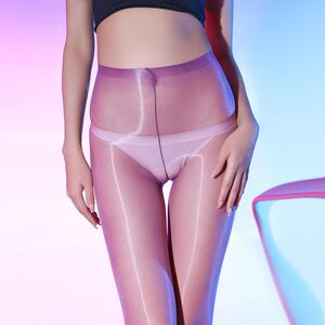 640针高密晶莹果冻袜一线裆极光袜男超薄无腰边连裤袜女油光丝袜