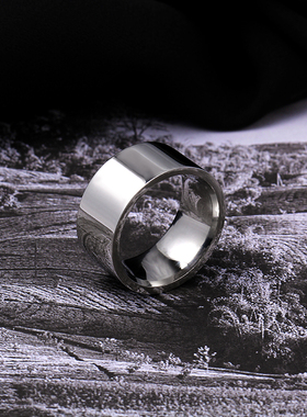 INS钛钢戒指简约光面10mm平角