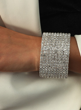 韩版锆石多排串珠水钻螺旋饰品