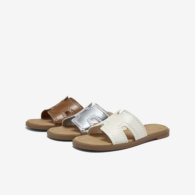 专柜正品百思图2026夏款女一字拖简约户外休闲通勤拖鞋F3028BT6