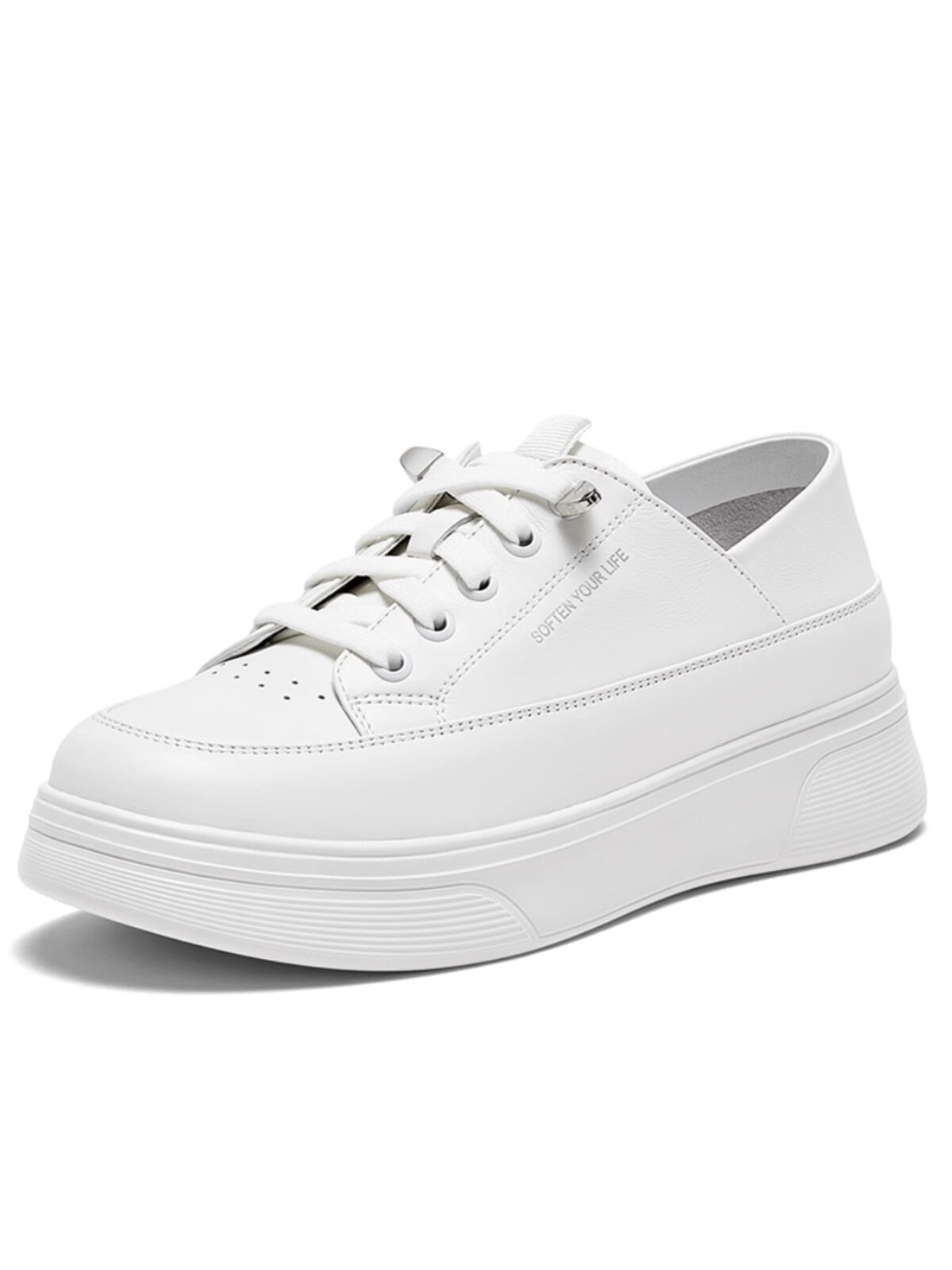 专柜正品百思图2024春女鞋厚底百搭小白鞋运动休闲鞋板鞋vzd02am4