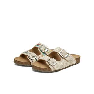 专柜正品 女编织勃肯拖鞋 海边度假一字拖鞋 KK089BT6 天美意2026夏款