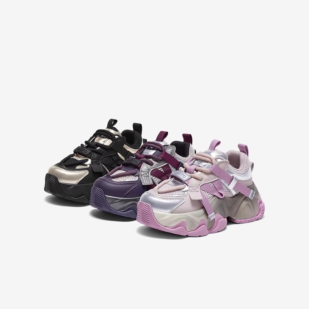 专柜正品百思图2024春新款女鞋潮流老爹鞋厚底运动休闲鞋baf15am4