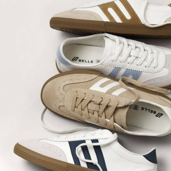 专柜正品百丽2026春新款男鞋复古跑道德训鞋运动休闲板鞋8YU01AM6,流行男鞋,德训鞋,淘宝优惠券,粉丝福利购,淘宝优惠卷