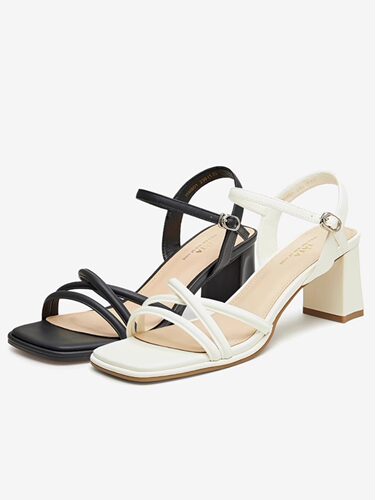 TATA/他她粗跟女一字带高跟凉鞋