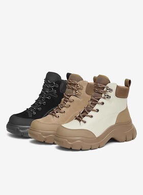 专柜正品他她2024冬款女鞋运动厚底高帮鞋休闲羊皮短靴7D245DD4