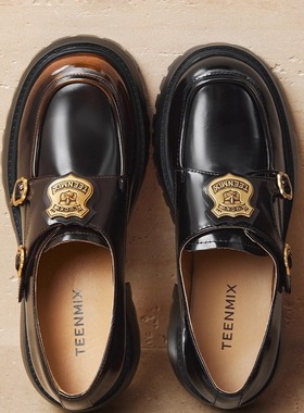 专柜正品天美意2025秋款女鞋厚底英伦学院乐福鞋复古单鞋CPF36CM5