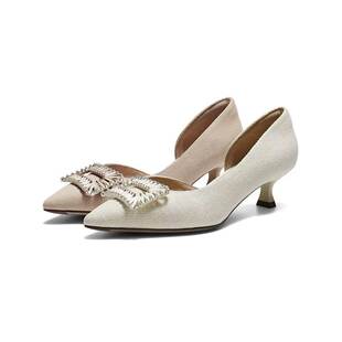 高跟鞋 女优雅高侧空浅口包头凉鞋 BFH36BK6 百丽2026夏款 专柜正品