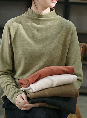 打底衫女秋冬季内搭长袖T恤 2025半高领德绒新款体恤上衣谷家出品