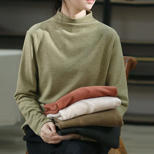 柔软舒适半高领打底衫女新款