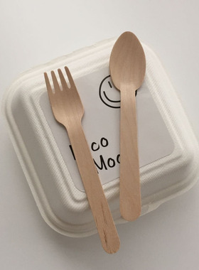 韩风INS木质一次性环保甜品木勺蛋糕木叉一次性野餐餐具雪糕勺