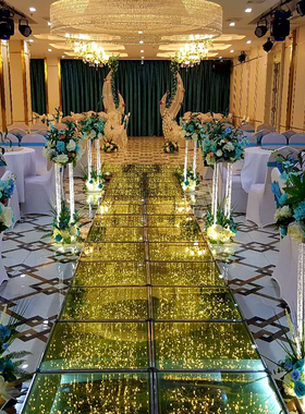 婚庆星光大道灯丝t台玻璃走秀水晶婚礼堂圆形舞台新款婚庆道具