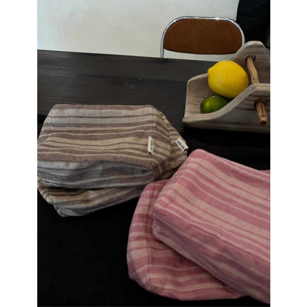 OneBlueNook丨大/小丨亚麻不规则条纹 大小号内胆化妆品收纳包